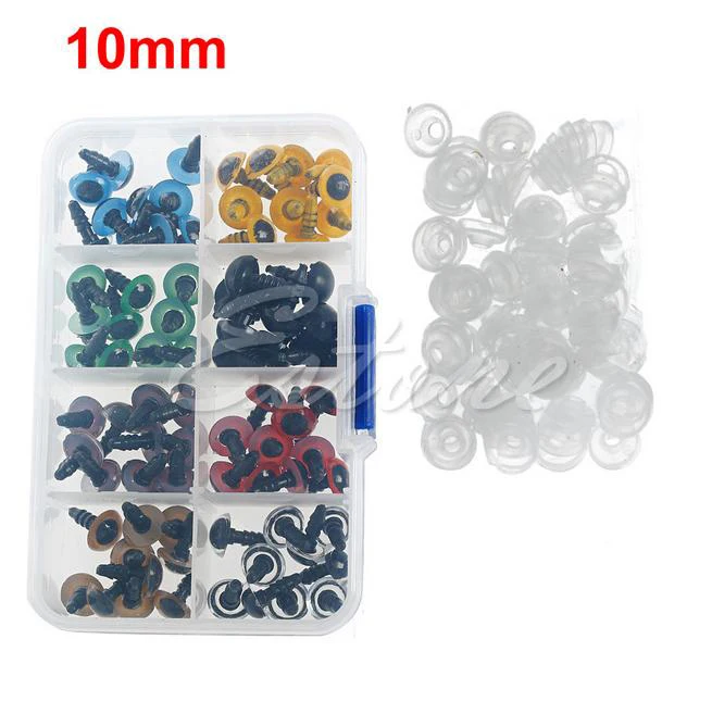 

80Pcs 10/12mm Plastic Safety Eyes Washers 8 Colors For Teddy Bear Doll Animal