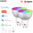 Tuya Zigbee 3,0 GU10 Смарт точечный светильник лампа 5 Вт RGBCW Светодиодная лампа в стакане потолочный светильник работать с приложение Smart Life Alexa Google Home SmartThings