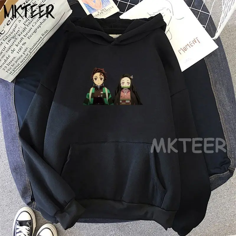

Demon Slayer Kimetsu No Yaiba Popular Trendy Anime Pullover Loose Casual Clothing Korean Fashion All-match Hooded Sweatshirt