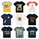 От 1 до 8 лет футболки с короткими рукавами из 100% хлопка для мальчиков детские летние топы