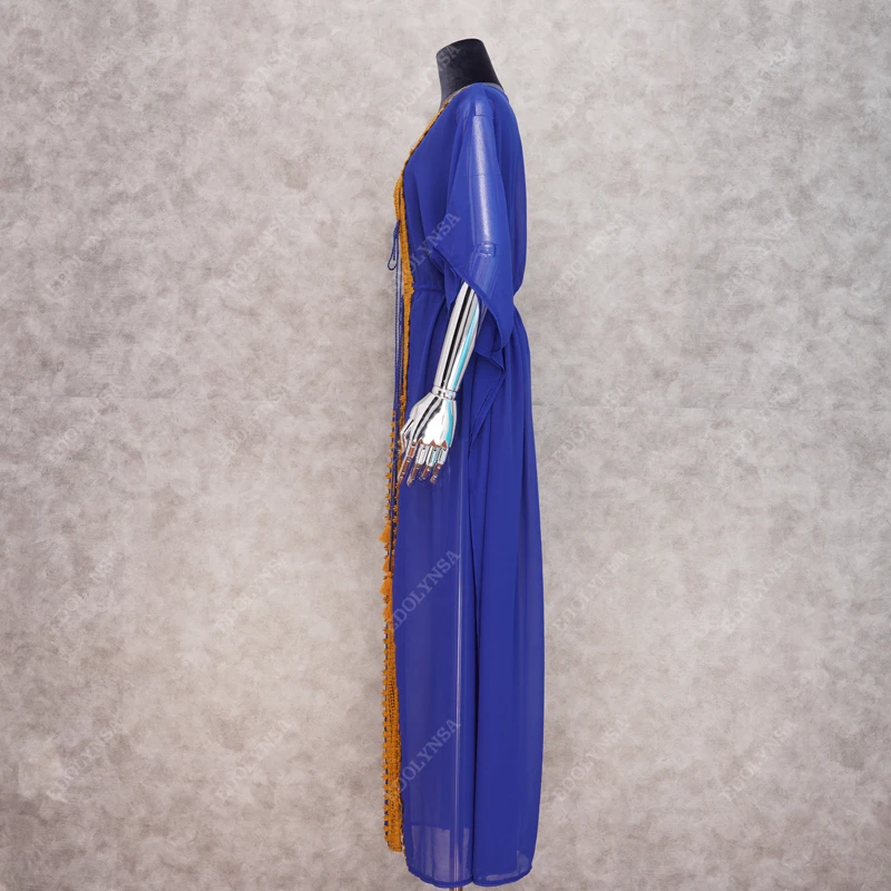 2021 накидки на бикини синие богемные вышитые шифоновые длинные кимоно кардиган