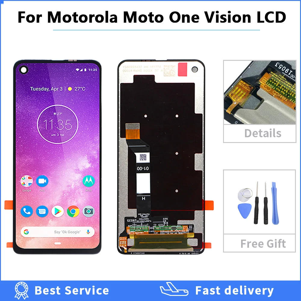 6 3 ''протестирован для Motorola Moto One Vision ЖК дисплей сенсорный экран Сенсорная