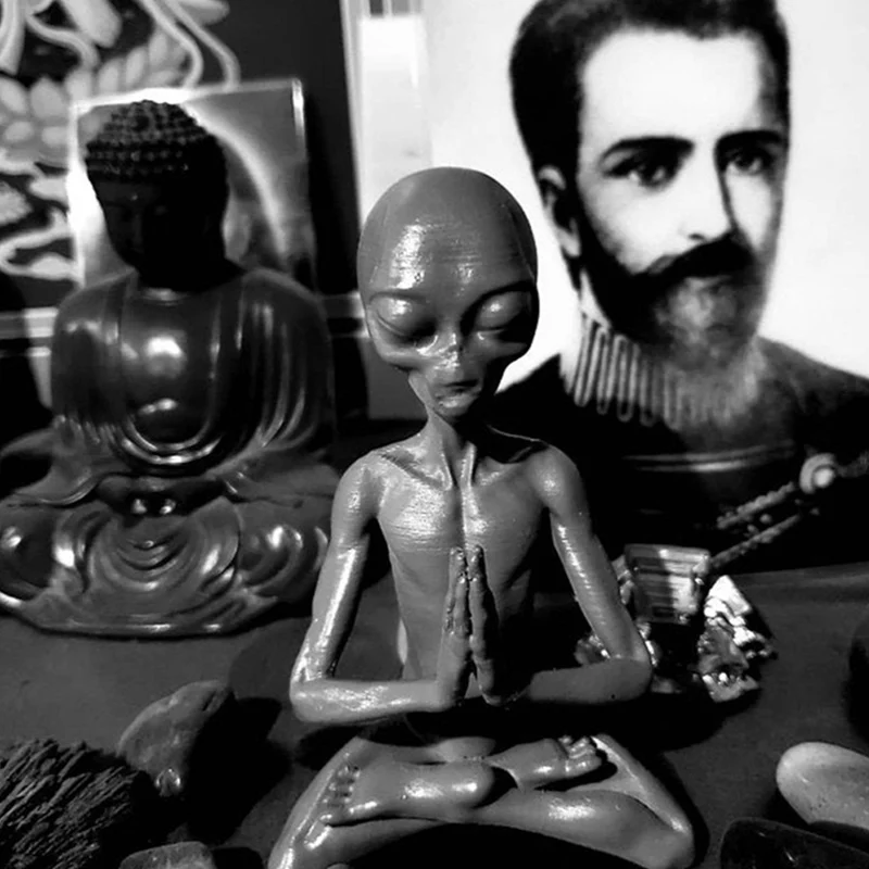 

Meditation Alien Resin Statue Garden Ornament Best Indoor Outdoor Art Decoration Home or Office