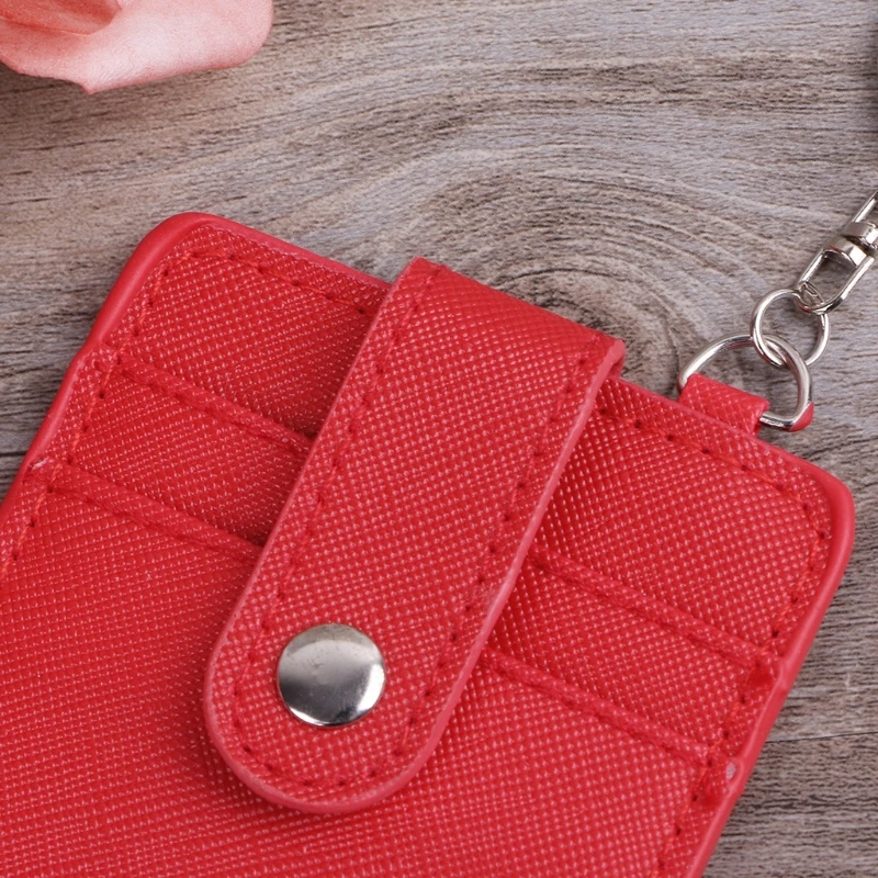 

Mini Women Card Holder Portable ID Card Holder Bus Cards Cover Case Office Work Keychain Keyring Tool