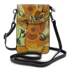 Женская сумочка из кошелек с рисунками подсолнуха кожи с ремешком на плечо