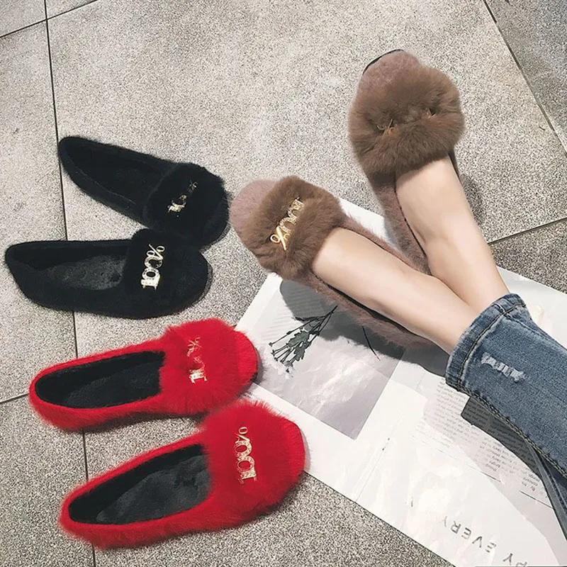 Aleafalling/Модная Изысканная короткая плюшевая обувь на плоской подошве для девочек