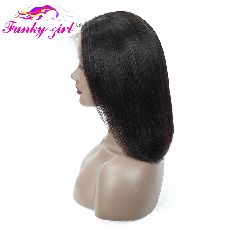 Funky Girl 13x4 человеческие волосы на кружеве, парики предварительно выщипанной плотности, 150%, бразильские волосы Remy, прямые волосы на кружеве, парик для черных женщин