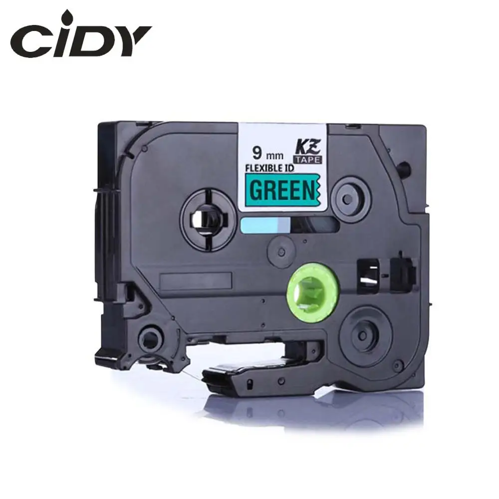 

Tze-FX721 9mm black on green flexible cable label tape tze FX721 tz-FX721 for brother p-touch printer tze221 Laminated Ribbons