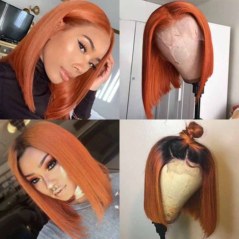 Парики из человеческих волос Ginger Orange 150% предварительно выщипанные T-образные