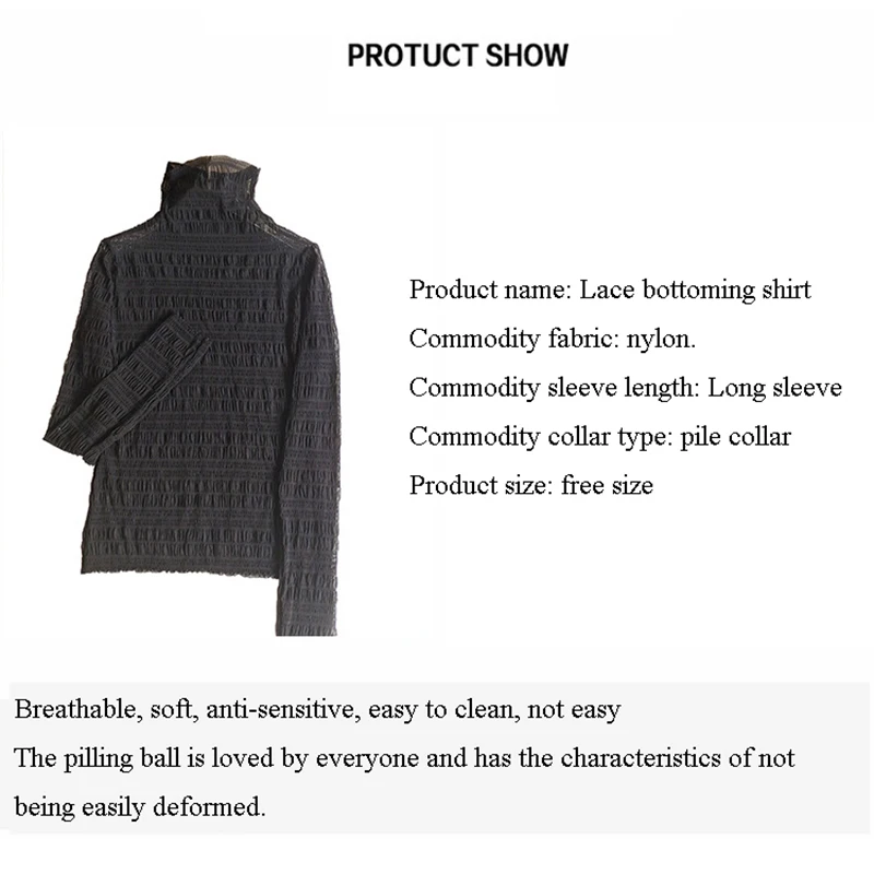 

Ladies High-neck Lace Bottoming Shirt Long-sleeved Mesh Autumn New Slim T-shirt Sexy Lace Ladies Tops All-match T-shirt