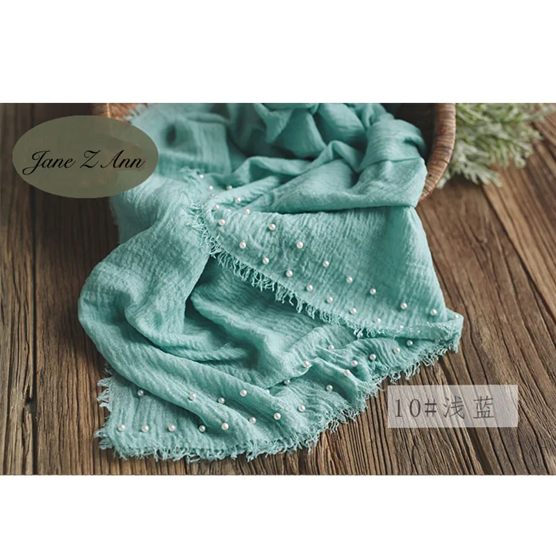 light blue Jane Z Ann/реквизит для фотосессии новорожденных детей, декоративные обертки с жемчугом, тонкая хлопковая линия одежды, аксессуары для студийной съемки 95x185 см - Цвет: light blue