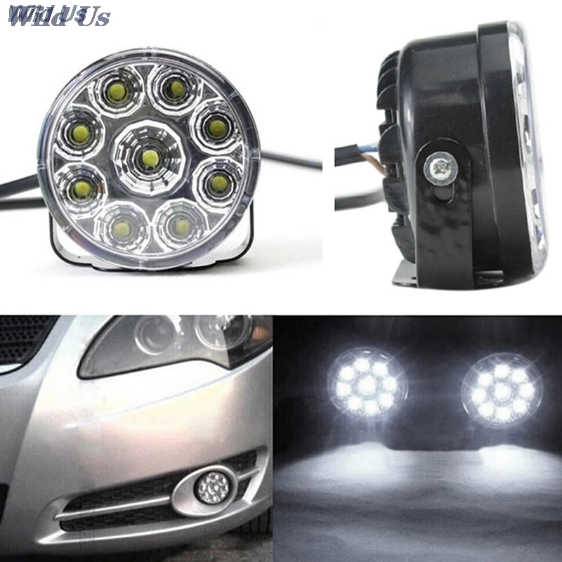 

2pcs / lot 9LED DRL Round Car Fog Lamp Driving Daytime Running Lights Head Light White