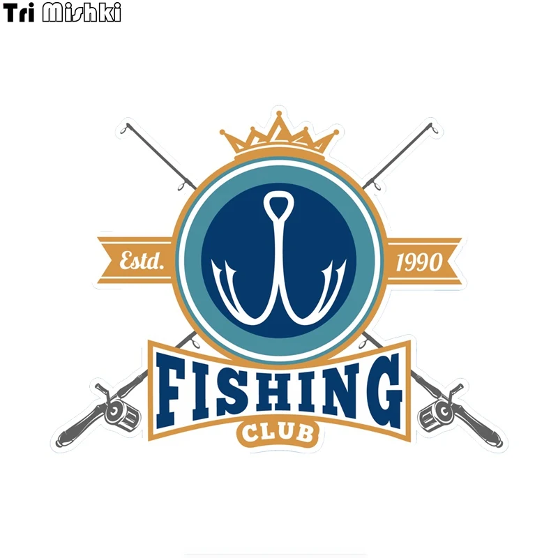Tri Mishki WCS867 16x12 см рыбалка клуб Автомобильная наклейка из ПВХ цветные наклейки Аксессуары для мотоциклов стикер