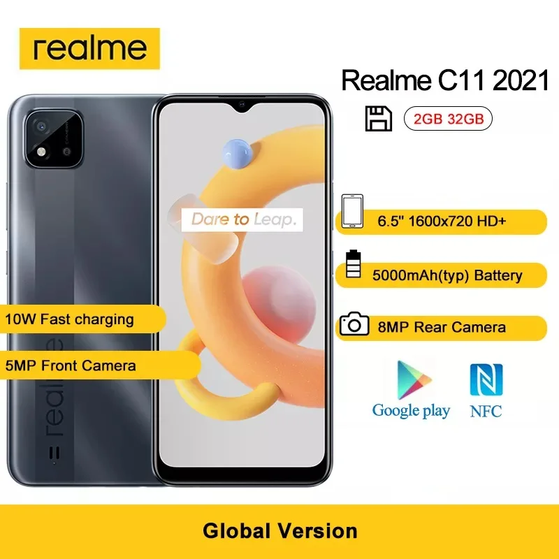 

Смартфон Realme C11, 2 + 32 ГБ, 2021 дюйма, 8 Мп, 6,5 мАч
