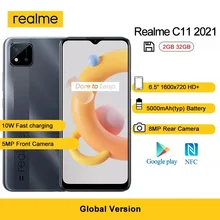 Realme c11 2021 2gb ram 32gb rom 6.5 "grande exibição 8mp câmera 5000mah bateria suporte multi idioma play store nfc smartphone (4)