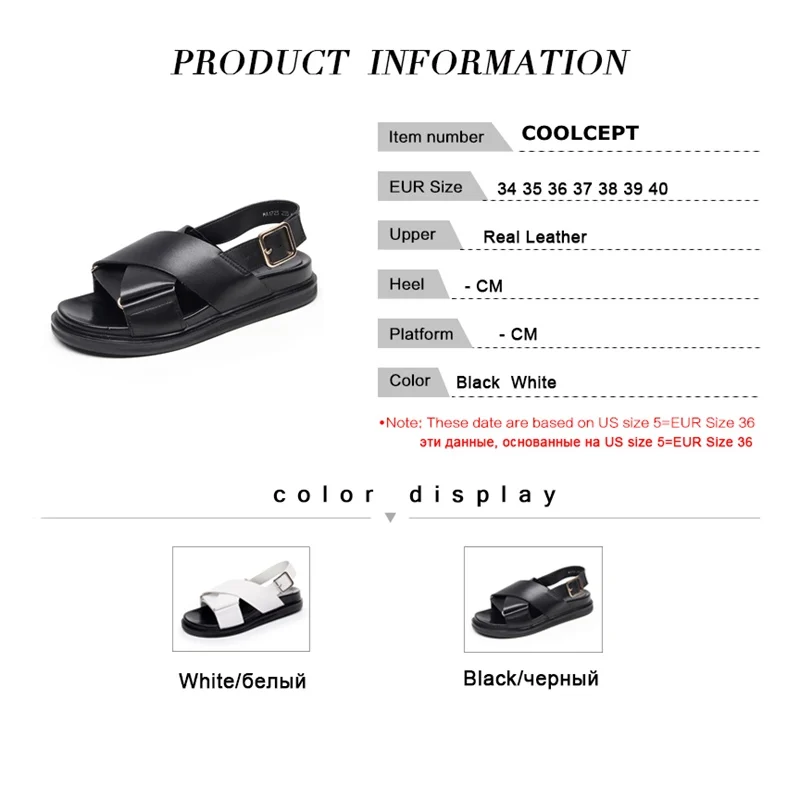 

Coolcept Women Sandals Street Fashion Platform Buckle Strap Flats Summer Shoes For Womans Casual Lady Home Footwear Size 34-40