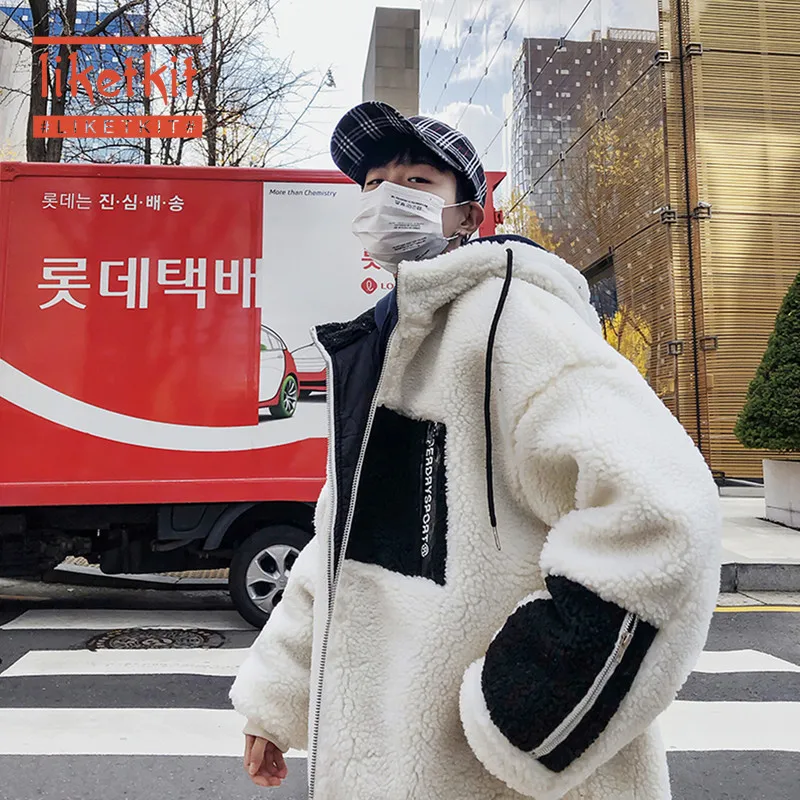 Liketkit Мужские Зимние флисовые парки 2019 Винтажные Лоскутные цветные толстые