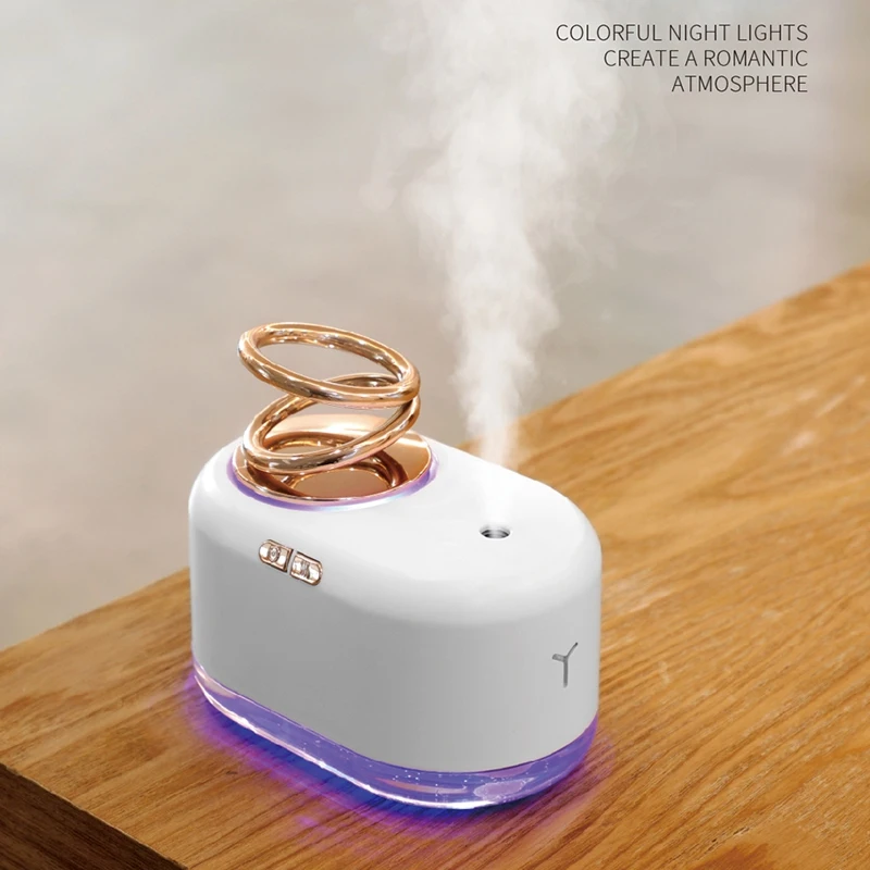 

AX18 Suspended Double Ring Humidifier Night Light Creative USB Charging Home Office Desktop Humidifier