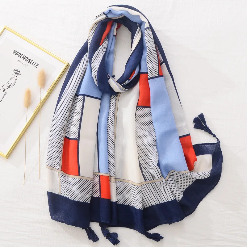 

Модный женский шарф в шотландскую клетку, с кисточками, 180*90 см