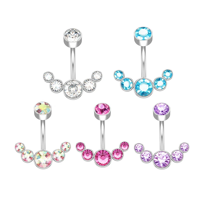 Кольцо для пупка с кристаллами женское классическое ювелирное изделие пирсинга