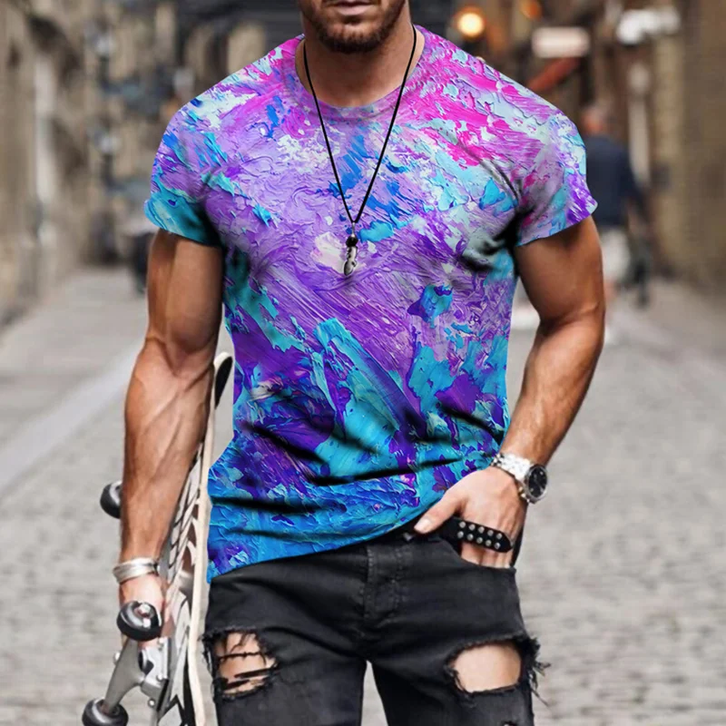 

New 3D Printing Personality Cute Cat Animal Men's Street Casual T-shirt Sports Tide Men's Young Handsome T-shirt Top