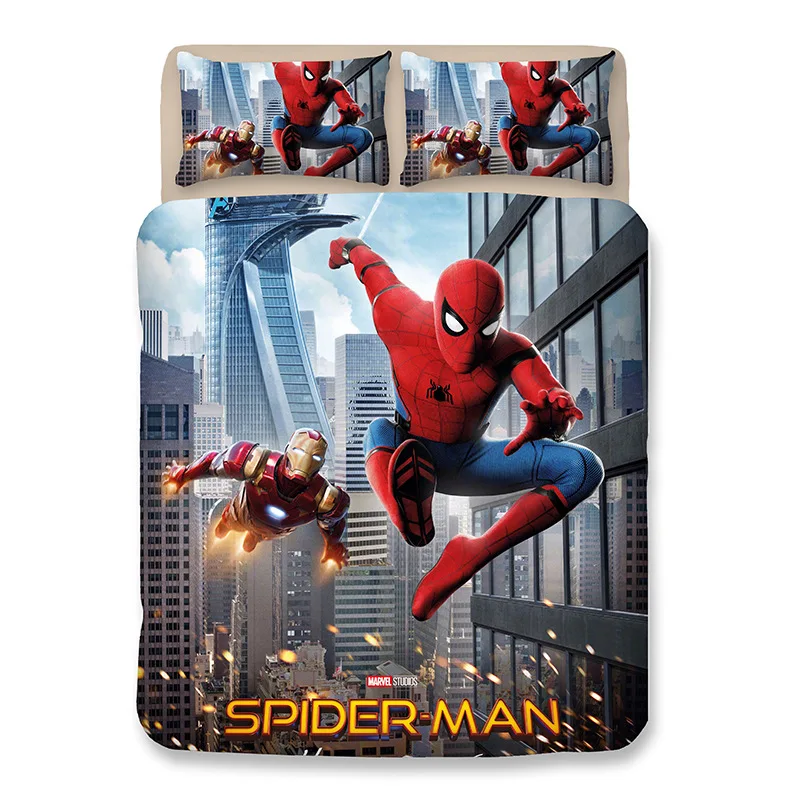 Superhero Fight Spiderman Duvet Cover Set Thicken 3D Character Pillowcases Twin Full Queen King Boys Adult Bedding | Мать и ребенок