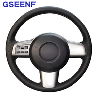 for mazda 2 2008 2009 2010 2011 2012 2013 2014 car steering wheel cover hand stitch black pu wearable genuine leather