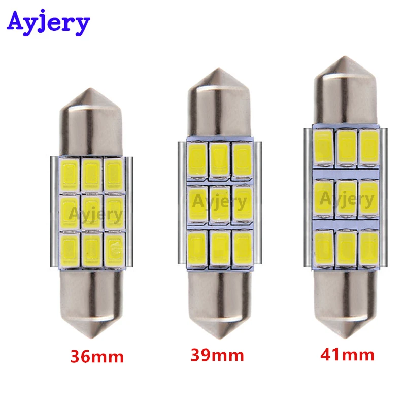 AYJERY 1 шт 12 В гирлянда CANBUS Авто лампы 36 мм/39 мм/41 мм C5W 9 SMD 5630 5730 СВЕТОДИОДНЫЙ