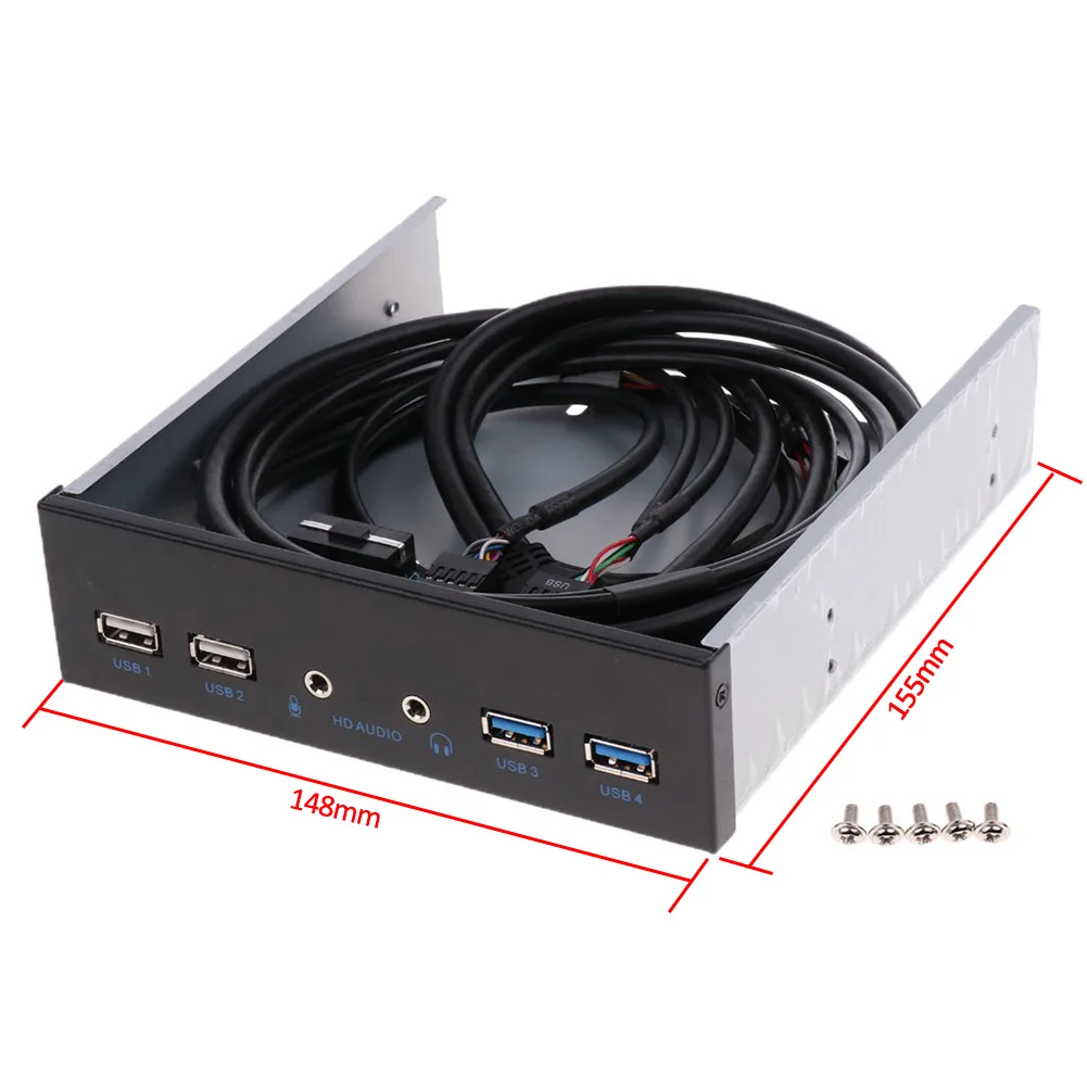 Двойной USB 3,0 4 порта оптический привод Передняя панель адаптер расширения концентратор HD аудио металлический дисковод расширения Передняя панель