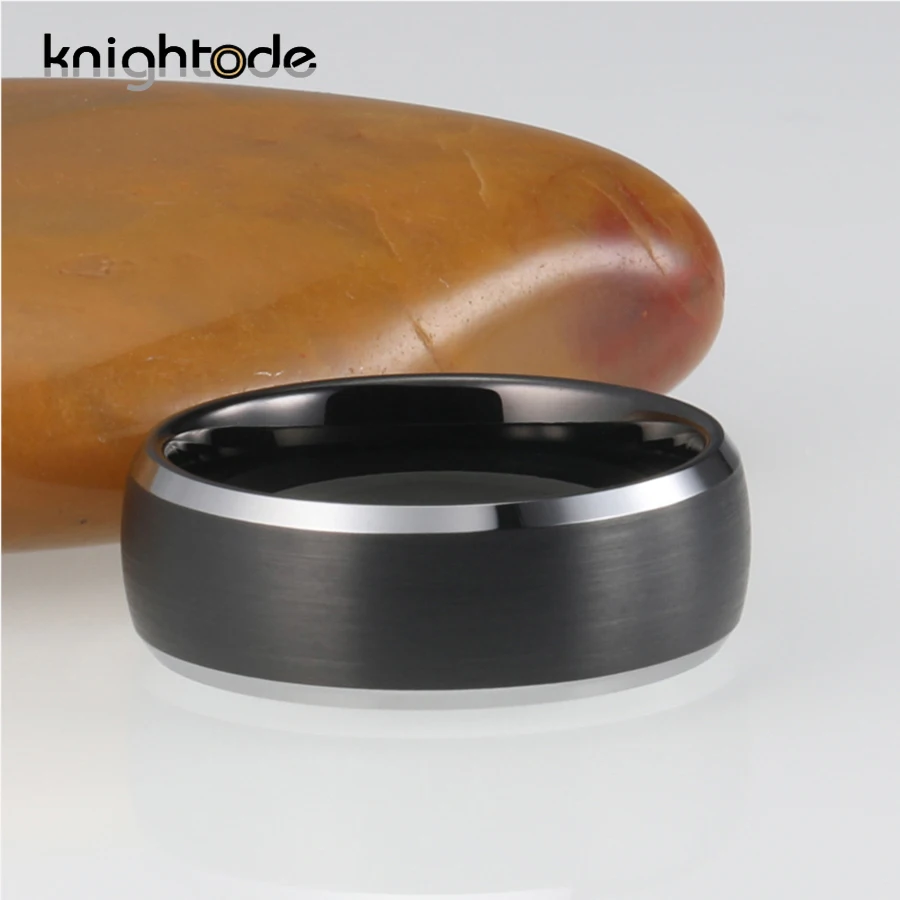 8 мм черное кольцо из карбида вольфрама для женщин и мужчин обручальные полосы