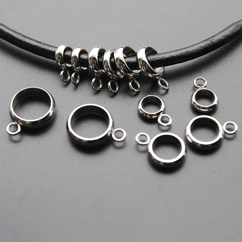

Stainless Steel Big Hole Charms Pendant Pinch Clips Bails Beads European Spacer Beads Bracelet Connectors fit 4/5/6/8mm Cord DIY