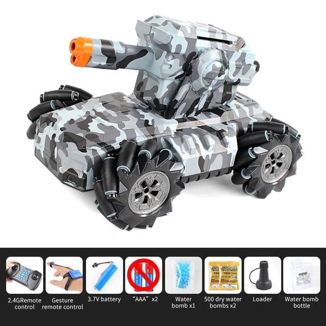 

SHAREFUNBAY 2.4G remote control tank car drifting water bomb tank remote control car assault battle gesture induction tank car