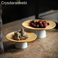 bamboo wood fruit bowl wooden dishes dessert snack dishes ceramic plate quality serving trays coffee table tea saucer cake stand
