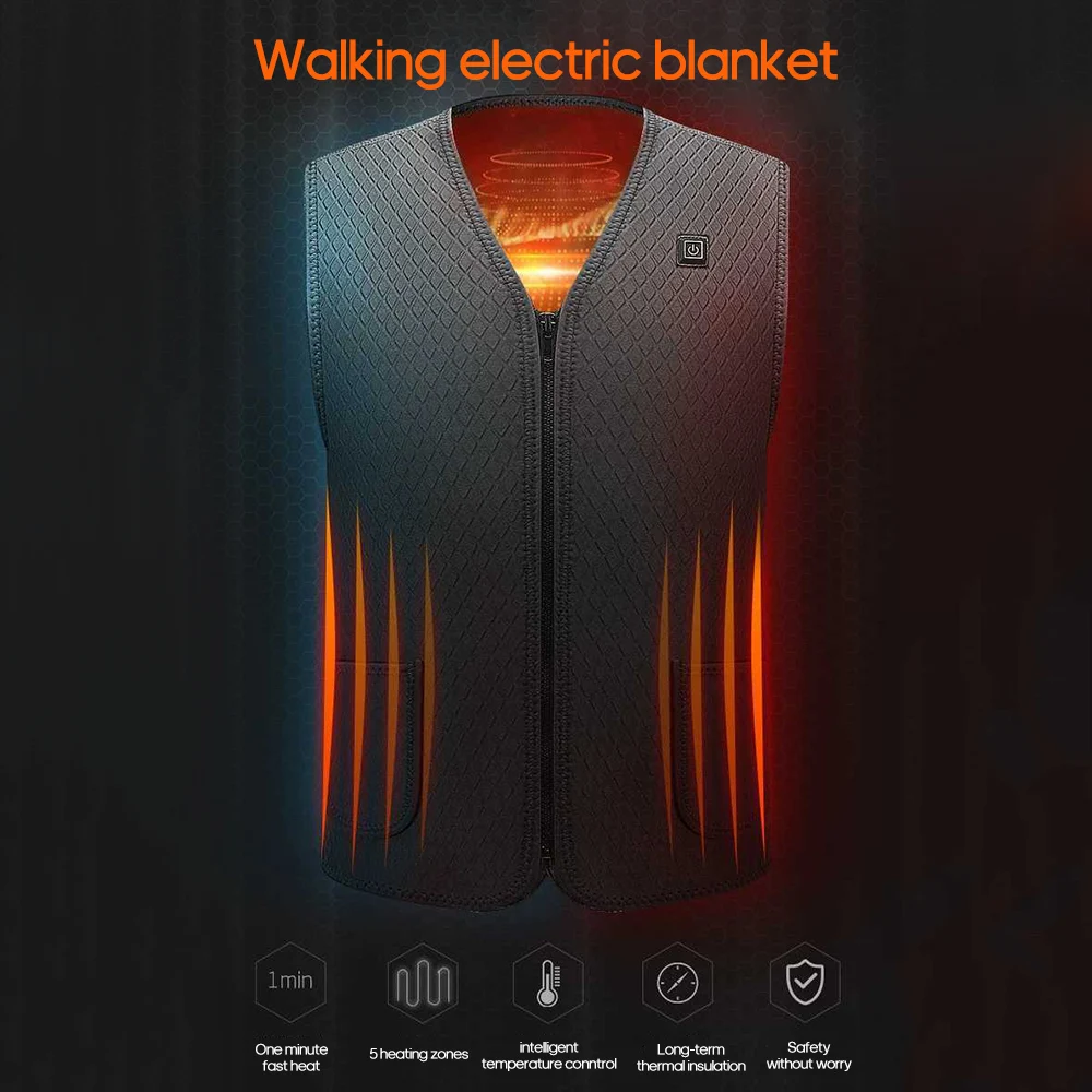 USB Infrared Unisex Warming Heated Vest Men Women Outdoor Jacket Winter Flexible Electric Thermal Clothing Waistcoat For Hiking | Спорт и