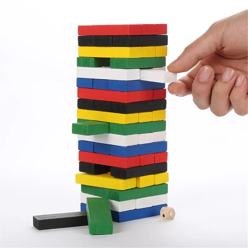 

G2AD Wooden Stacking Board Games Building Blocks for Kids - 54 Pcs