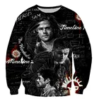 Сверхъестественная мода с длинным рукавом 3D печать молниятолстовкикофтыкурткамужскиеженские Топы Прямая поставка