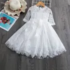 Весенне-летнее платье принцессы с коротким рукавом для девочек, кружевные свадебные платья, милое детское платье с цветочной вышивкой для маленьких девочек