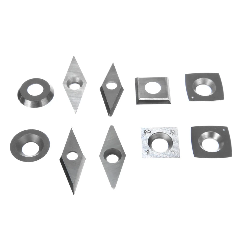 

10 Pcs/Set Diamond Square Round Blades High Hardness Carbide Inserts Woodworking Turning Cutters for Boring Bar