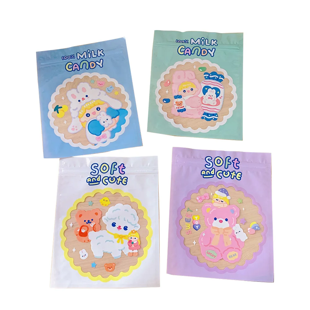 

Childhood stationery - 4 styles/set Cute Snacks Sealed Bag Girl Heart Bear Food Biscuit Candy Small Packaging Bag Candy Bag