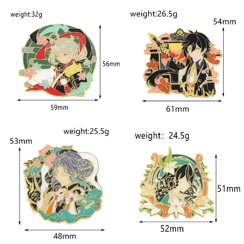 

Anime Genshin Impact Zhongli Kaedehara Kazuha Pins Metal Badge Button Brooch Pins Collection Medal Pendant Souvenir Cosplay Gift