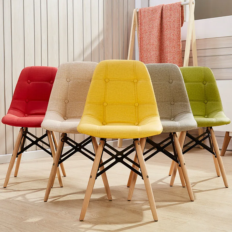 

4Pcs Nordic Eames Chair Home Living Room Dining Chair Modern Study Chair Backrest Leisure Computer Stool Furniture 300Lbs