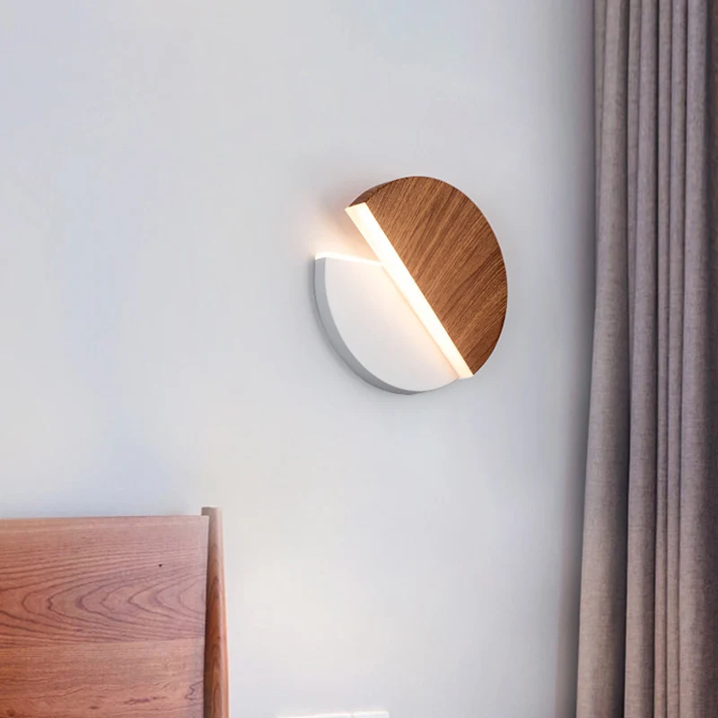 Скандинавский круглый вращающийся настенный светильник для гостиной