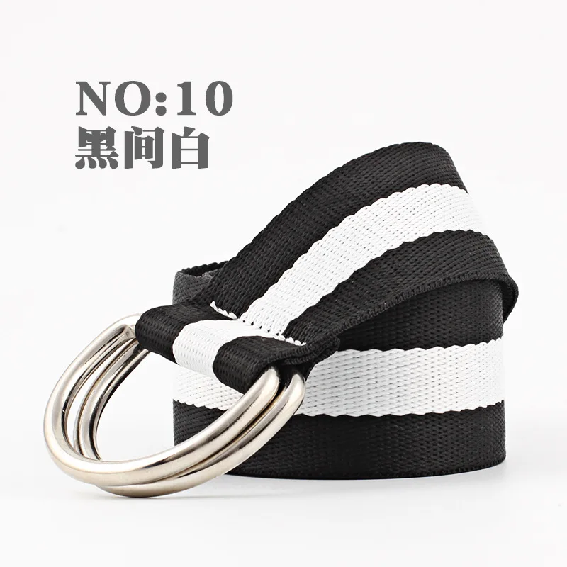 10 NewStripe Высокое качество модные эластичные холщовые ремни для женщин трикотажные пряжки регулируемый ремень мужские холщовые ремни для джинсов - Цвет: 10