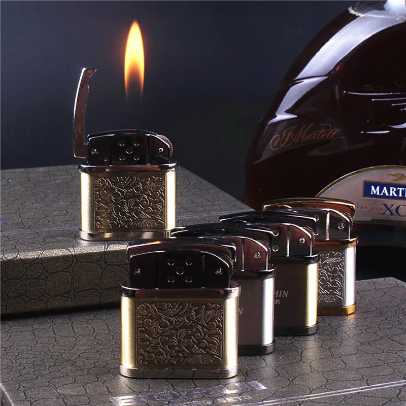 

Vintage Grinding Wheel Metal Inflatable Butane Gas Creative Lighter Fashion Classic Lighter Lgnition Tool Gadgets For Men