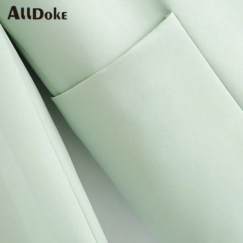 

ALLDOKE double pockets casual blazer women autumn notched long sleeve coats single breasted vintage office ladies blazers coats