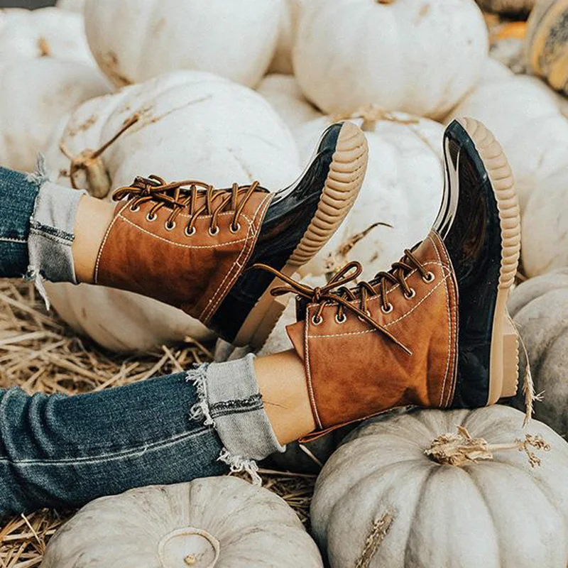 Женские осенние ботильоны непромокаемые сапоги из лакированной кожи с