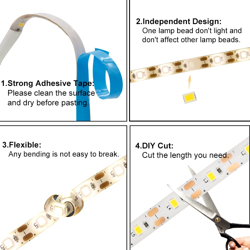 

USB Hand Scan LED Light Strip DC5V 60LEDs/1m Waterproof Flexible Hand Sweep LED light Tape Ribbon For TV Background Lighting