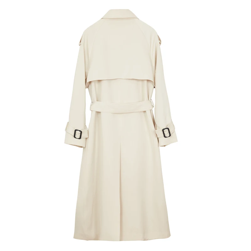 

Brand New Fashion Women Trench Coat Beige Long Double-Breasted with Belt Spring Autumn Lady Duster Coat Female Outerwear Quality