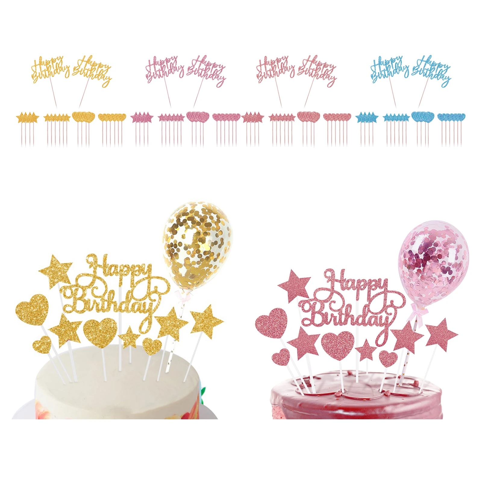 

Bling Cake Topper Picks Birthday Latex Balloon Star Baby Shower Party Decoration