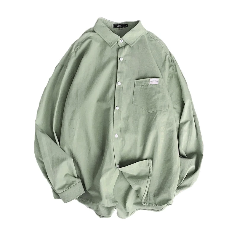 

Men Shirts Loose Simple All-match Korean Style Harajku Single Breasted Leisure Male Outwear Chic Ulzzang Mens High Quality Soft